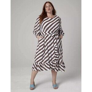 NWT $119.95 Lane Bryant Blouson Sleeve Ruffle Hem Midi Dress Women's Size 24